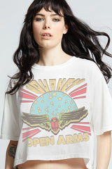 journey cropped top band tee festival womens 