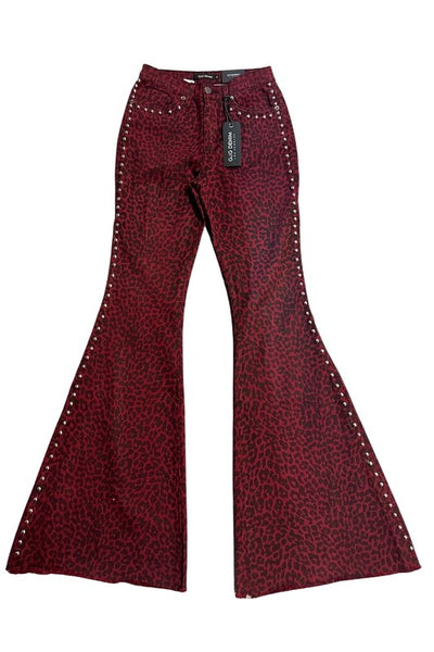 red leopard flare pants 