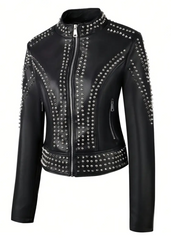 black studded moto leather jacket festival rocker rock'n'roll 