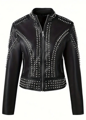 black studded moto leather jacket festival rocker rock'n'roll boho