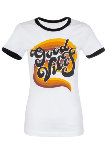 good vibes only ringer tee 70s boho 