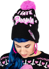 I Hate People Pom Pom Knit Beanie