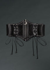 Black Waist Belt with Moon Zipper