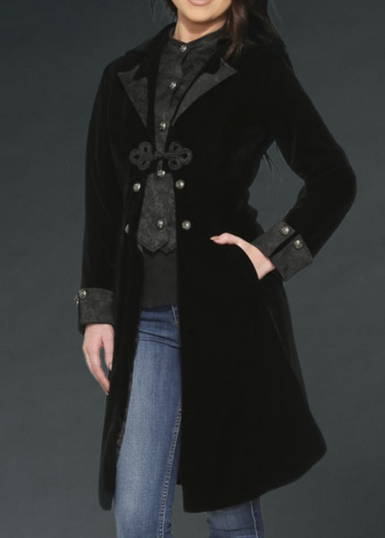 black velvet goth coat