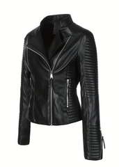 Free Bird Black Faux Leather Moto Jacket with Belt