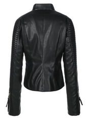 black faux leather moto jacket womens 