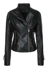 black vegan leather biker jacket 