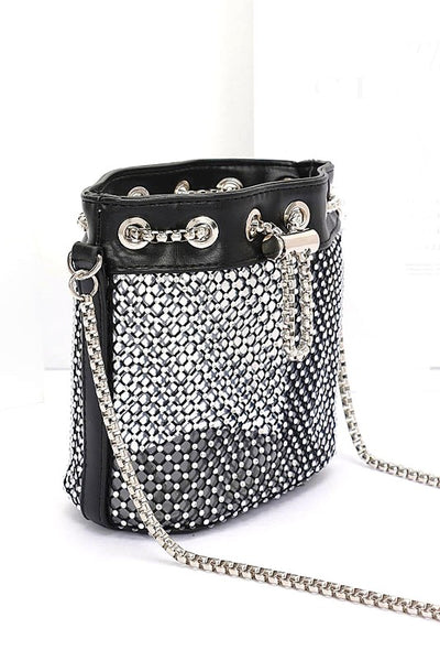 black rhinestone swing bag 