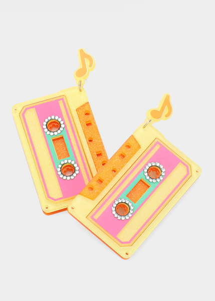 cassette tape dangle earrings music 