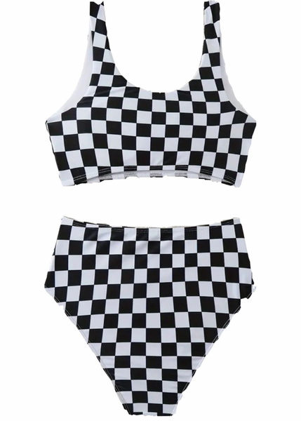 Style Crush Checkered High Waist Bikini