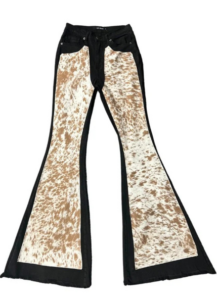 cowboy horse print cow bell bottoms flare pants festival cowgirl 