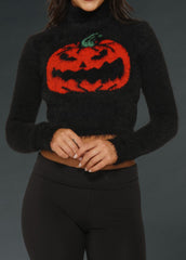 Fuzzy Knit Cropped Pumpkin Sweater