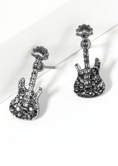 black electric guitar stud earrings