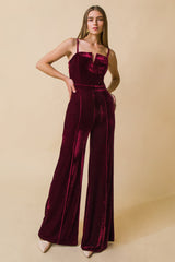 BLOW A KISS VELVET JUMPSUIT