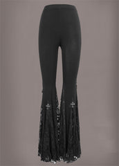 Black Lace Gothic Bell Bottom Pants