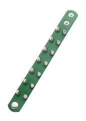 Lucky One Green Faux Leather Bracelet with Spikes