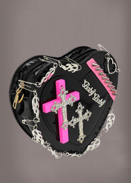 heart shaped punk purse