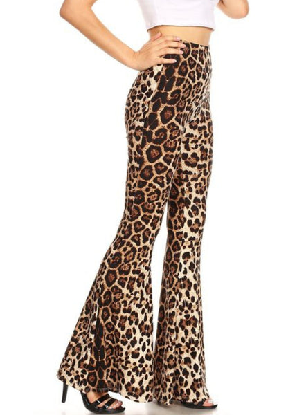 Leopard Bell Bottoms Animal Print Flare Pants