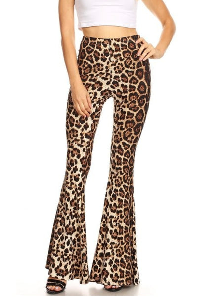 Leopard Bell Bottoms Animal Print Flare Pants