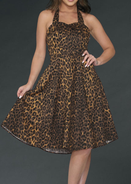 Leopard Print Halter Dress