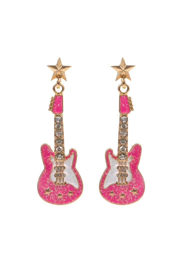 pink guitar earringss