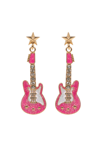 pink guitar earringss