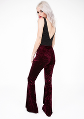 Burgundy Ice Velvet Bell Bottom Pants