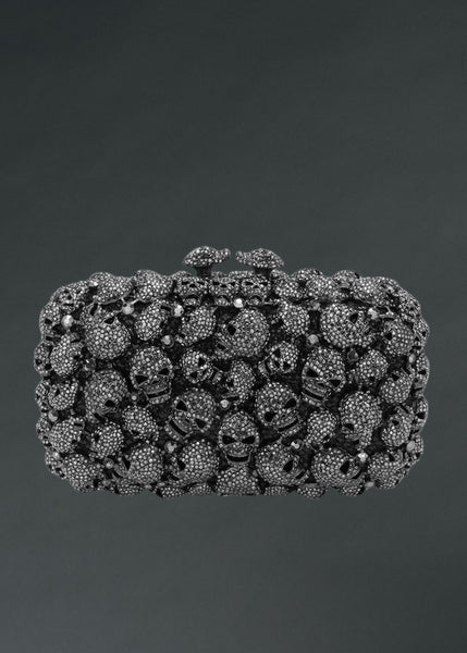 rhinestone skull clutch