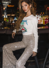 Shine On Sequin Glitter Flare Pants