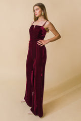 BLOW A KISS VELVET JUMPSUIT