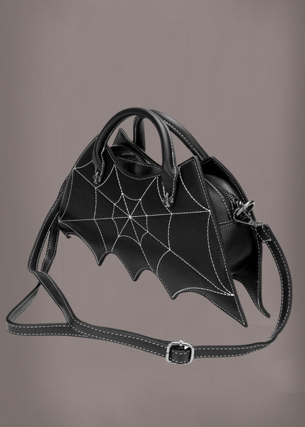 spiderweb bat crossbody bag