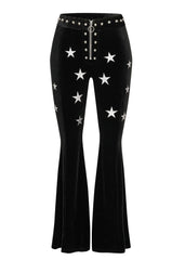 studded velvet bell bottom pants