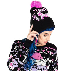 I Hate People Pom Pom Knit Beanie