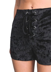 velvet lace up shorts