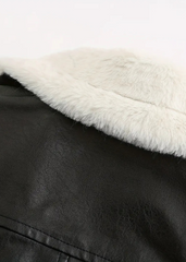 Valley Winter Black Faux Leather Shearling Coat