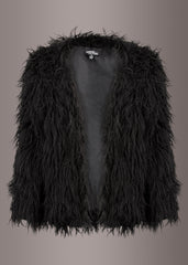 black winter faux fur coat 