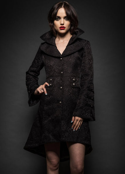 black brocade goth coat