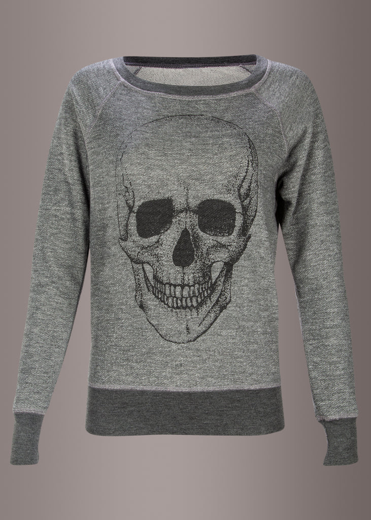 Shop Gray Skull Sweater | Gothic Long Sleeve Sweatshirt | Halloween ...
