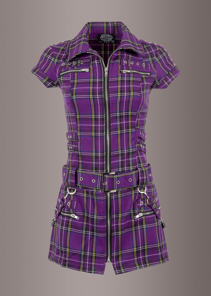 Purple Plaid Punk Mini Dress, Alternative Clothing, Pretty Attitude